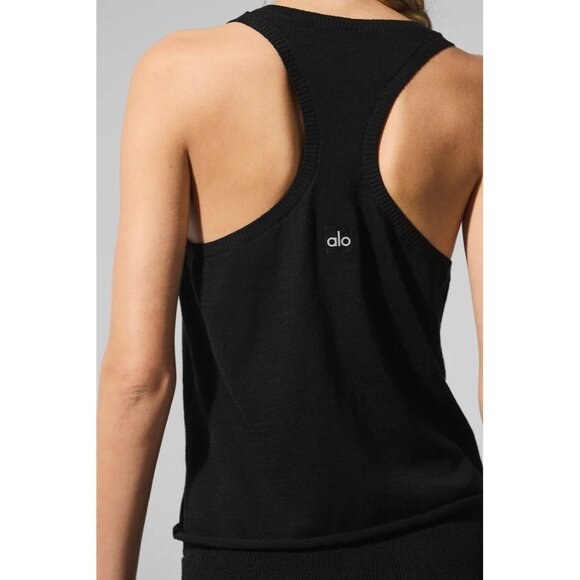 ALO Yoga Supernatural Sweater Henley Tank in Black - Picture 5 of 6